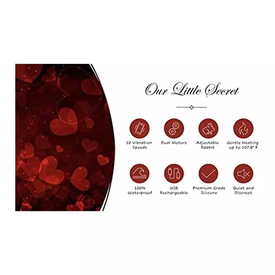 Our Little Secrets Revealed Luxurious Vibrator Rabbit - Heating with Dual Motors - 100% Waterproof - USB Rechargeable, Pink