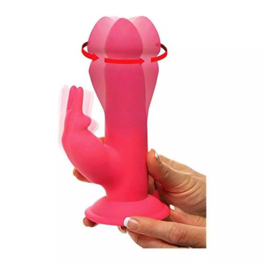 Frisky Head Spin Pink Dancing Silicone Rabbit Vibrator
