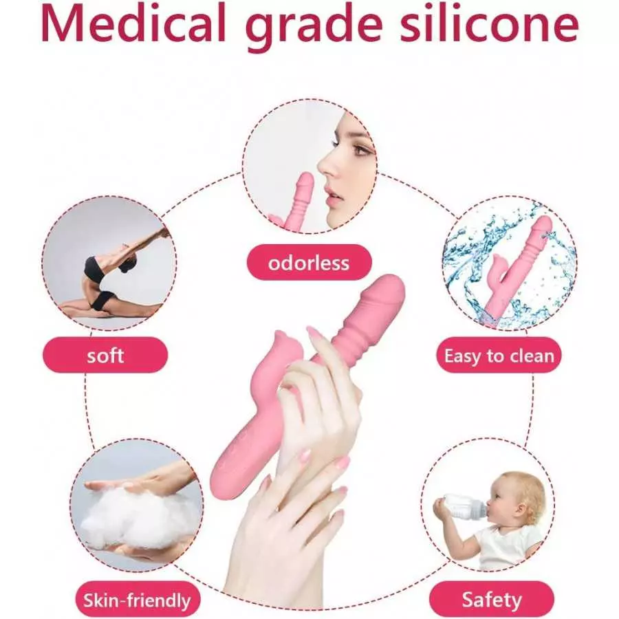 G Spot Rabbit Vibrator for Women Clitoris Stimulation with 7 Powerful Vibrations,Rechargeable 3 in 1 Clit Anal Stimulating Dildo