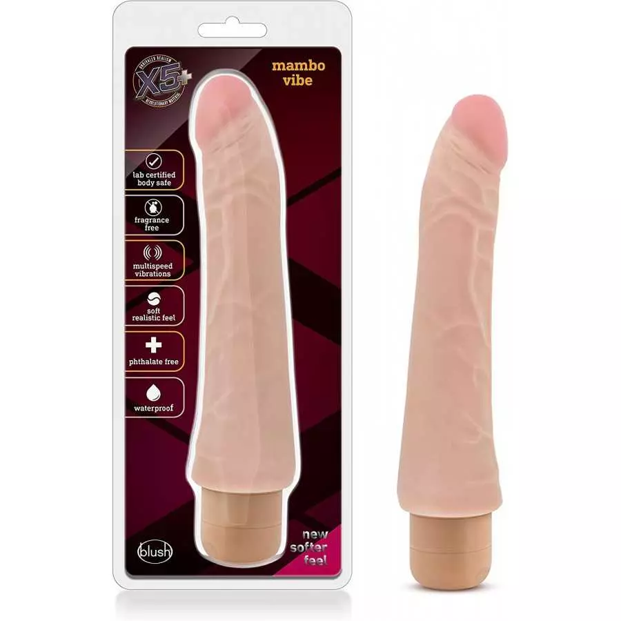 X5 Plus Mambo Vibe - 9 Inch Long Realistic Multi Speed Vibrating Dildo - Lifelike Vibrator - Soft Flexible Dildo - Realistic Fee