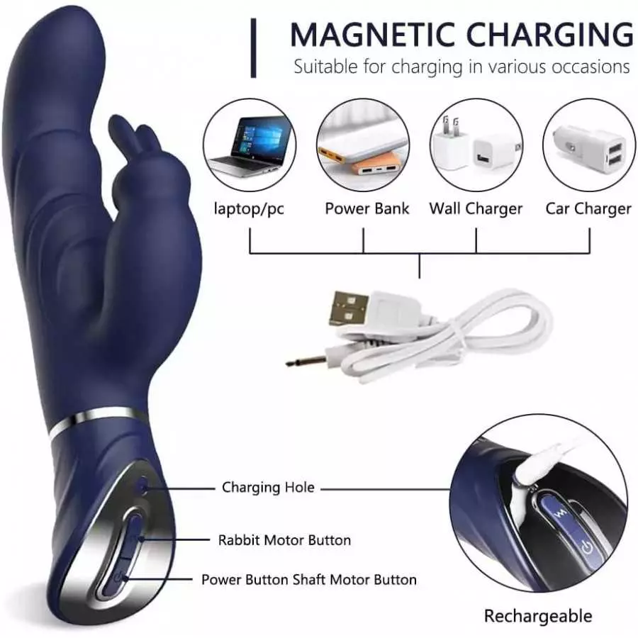 Powerful G-Spot Rabbit Vibrator for Women (Blue)