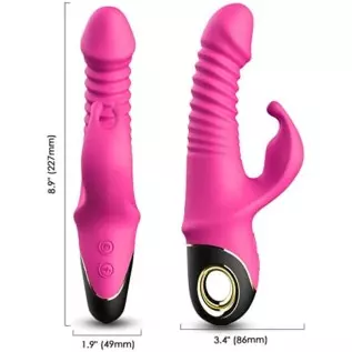 Beaded Thrusting Rabbit Vibrator, 9.8" Triple Action G Spot Vibrator with Independent Clitoral Stimulator, 10 Patterns, Waterpro Beaded Thrusting Rabbit Vibrator, 9.8" Triple Action G Spot Vibrator with Independent Clitoral Stimulator, 10 Patterns, Waterpro