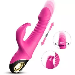 Beaded Thrusting Rabbit Vibrator, 9.8" Triple Action G Spot Vibrator with Independent Clitoral Stimulator, 10 Patterns, Waterpro Beaded Thrusting Rabbit Vibrator, 9.8" Triple Action G Spot Vibrator with Independent Clitoral Stimulator, 10 Patterns, Waterpro