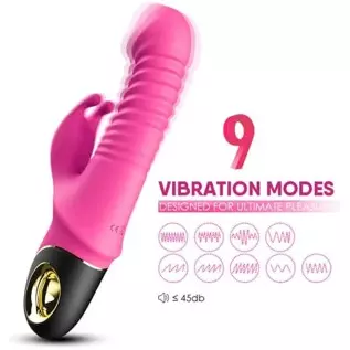 Beaded Thrusting Rabbit Vibrator, 9.8" Triple Action G Spot Vibrator with Independent Clitoral Stimulator, 10 Patterns, Waterpro Beaded Thrusting Rabbit Vibrator, 9.8" Triple Action G Spot Vibrator with Independent Clitoral Stimulator, 10 Patterns, Waterpro