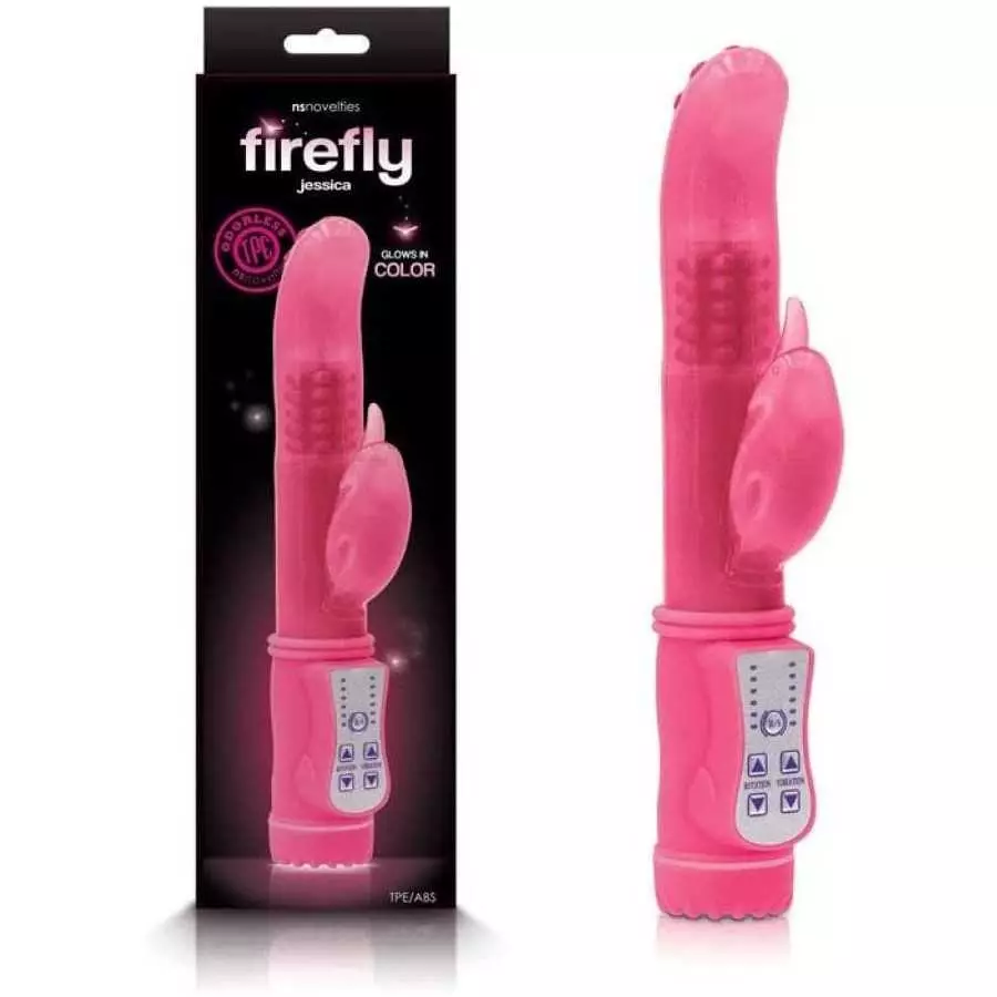 NS Novelties Firefly Jessica Glow in The Dark Thrusting & Rotating Rabbit Vibrating (Pink) NS Novelties Firefly Jessica Glow in The Dark Thrusting & Rotating Rabbit Vibrating (Pink)