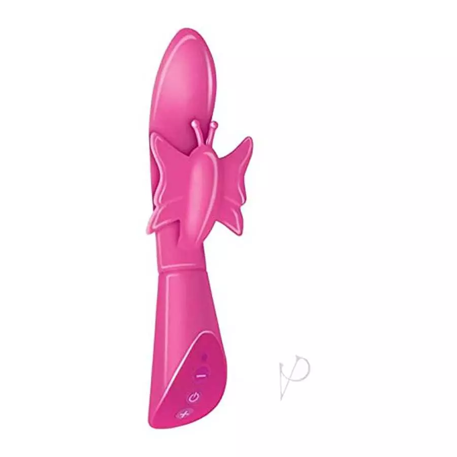 Touch Butterfly - Waterproof - 10 Function Button Control - 3 Speed Touch Mode - Discreetly Quiet Vibrator for Women - Pink