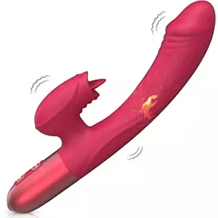 Rabbit Vibrator Dildo for Women Vaginal Health,G Spot Vibrator with Tongue Licking 10 Vibration Realistic Anal Vibrating Dildo f