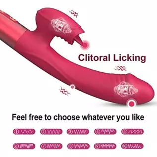 Rabbit Vibrator Dildo for Women Vaginal Health,G Spot Vibrator with Tongue Licking 10 Vibration Realistic Anal Vibrating Dildo f Rabbit Vibrator Dildo for Women Vaginal Health,G Spot Vibrator with Tongue Licking 10 Vibration Realistic Anal Vibrating Dildo f