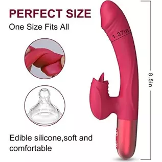 Rabbit Vibrator Dildo for Women Vaginal Health,G Spot Vibrator with Tongue Licking 10 Vibration Realistic Anal Vibrating Dildo f Rabbit Vibrator Dildo for Women Vaginal Health,G Spot Vibrator with Tongue Licking 10 Vibration Realistic Anal Vibrating Dildo f