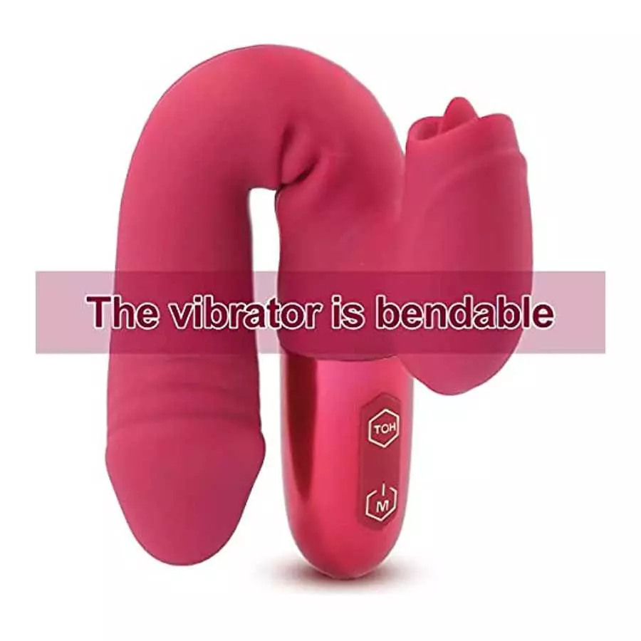 Rabbit Vibrator Dildo for Women Vaginal Health,G Spot Vibrator with Tongue Licking 10 Vibration Realistic Anal Vibrating Dildo f