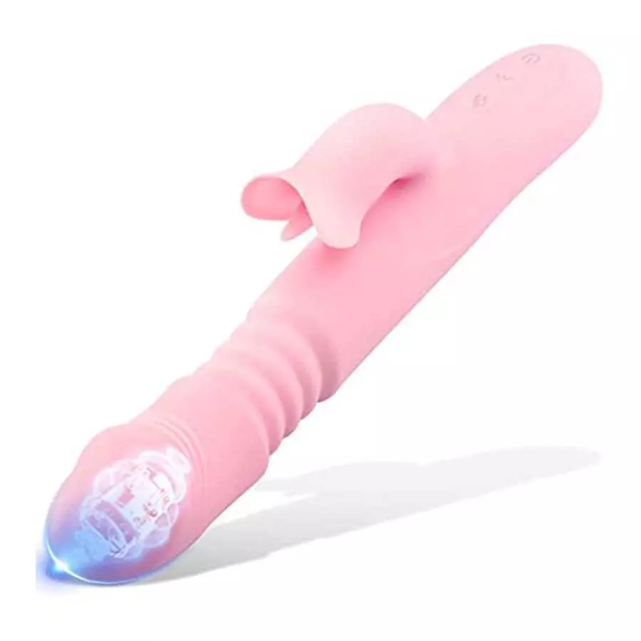 Thrusting Pink Rabbit Vibrator for Women,Heating Function Vibrator Adult Sensory Toys G Spot Sex Toy with 3 Telescopic & 7 Vibra