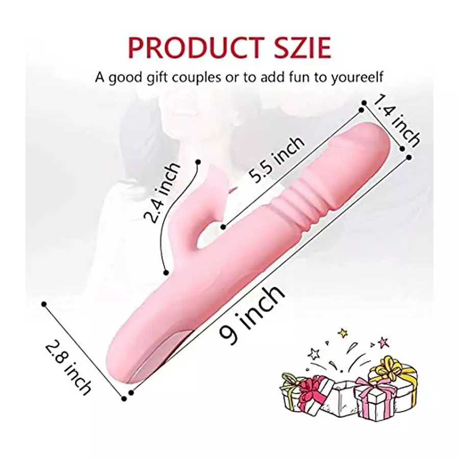 Thrusting Pink Rabbit Vibrator for Women,Heating Function Vibrator Adult Sensory Toys G Spot Sex Toy with 3 Telescopic & 7 Vibra
