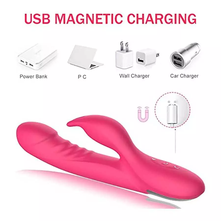 Realistic Dildo Double Stimulation for Female, G Spot 360° Rotating Head Rabbit Vibrator with 3 * 7 Vibration Modes Sex Toys for