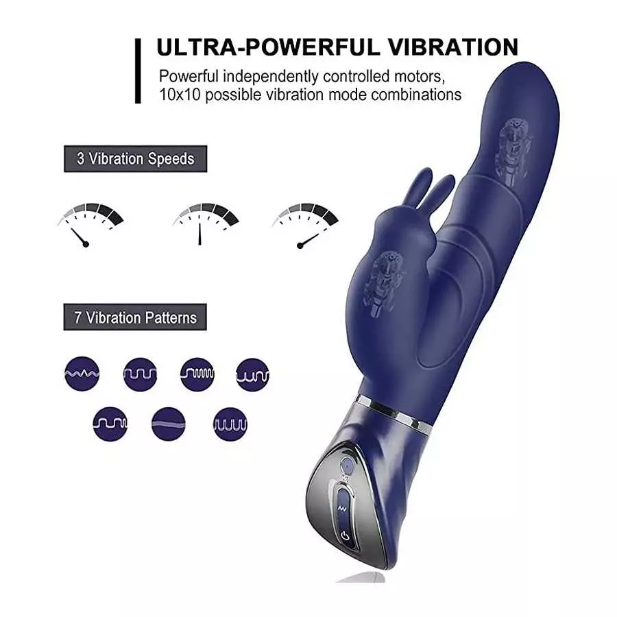 G Spot Rabbit Vibrator with Realistic Vibrating Penis Couples Vibrator with Powerful Motors for Clitoris Stimulation