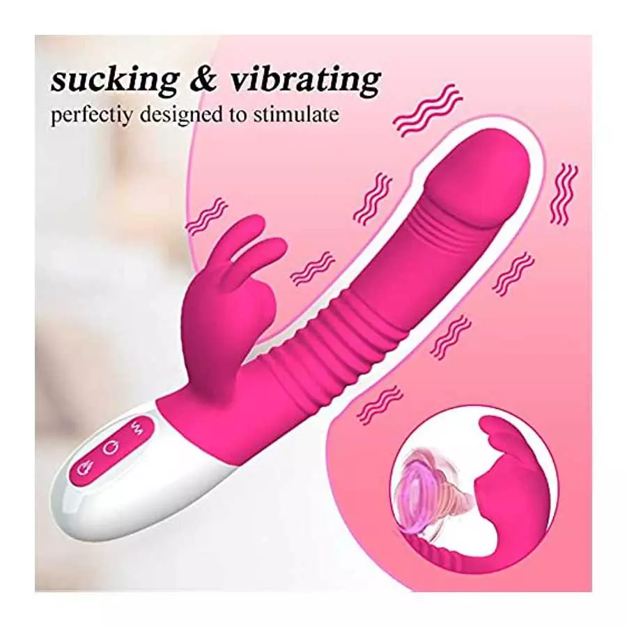 The Gadget Shack Shop Rabbit 7 Modes sucking, 7 modes vibration Vibrator, Waterproof, rechargable Stimulator Dildo