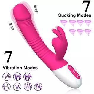 The Gadget Shack Shop Rabbit 7 Modes sucking, 7 modes vibration Vibrator, Waterproof, rechargable Stimulator Dildo The Gadget Shack Shop Rabbit 7 Modes sucking, 7 modes vibration Vibrator, Waterproof, rechargable Stimulator Dildo