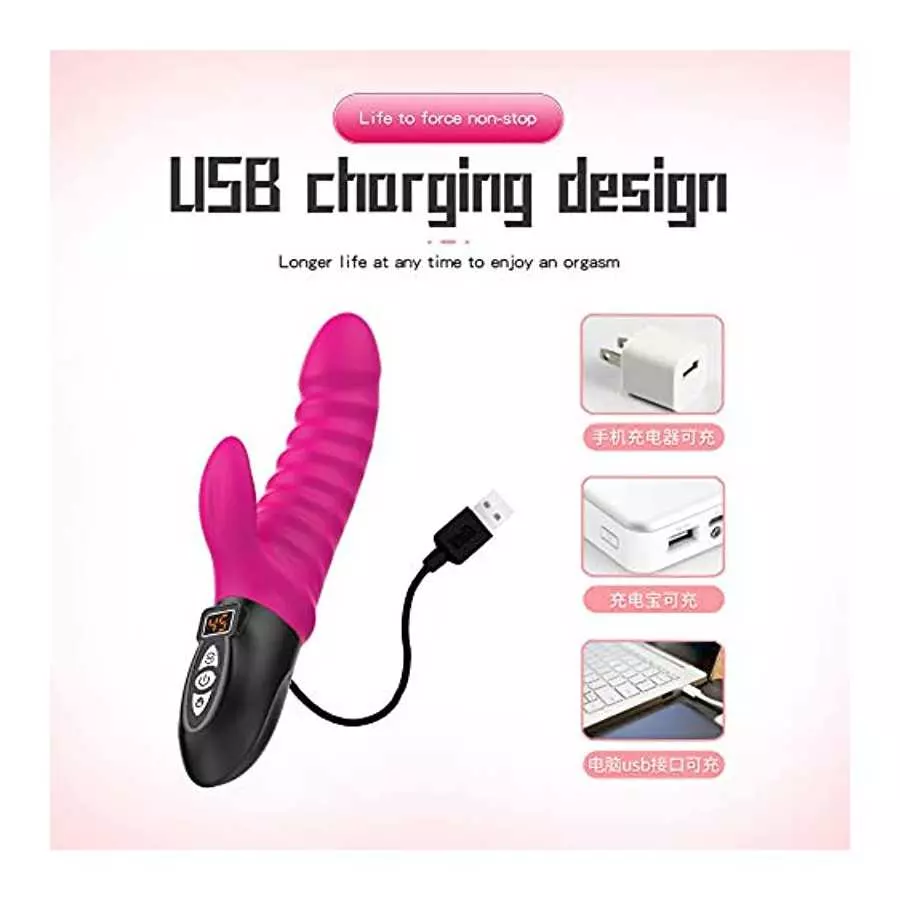 Rabbit Vibrator Adult Sex Toys for Women Thrusting Clitoral Multifunctional Vibrating for Stimulation Vagina 9 inch Soft Silicon