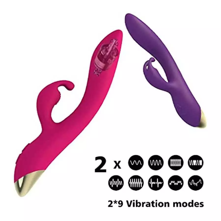 Rabbit Vibrator Adult Sex Toys for Women, G Spot Vibrator with Independent Clitoral Stimulator, 9 Vibration Patterns Realistic D