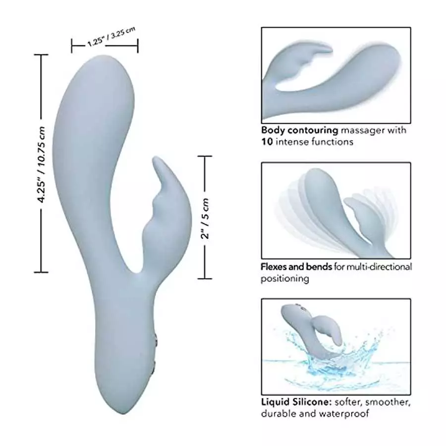 CalExotics Contour™ Kali Dual Massager – Multi Directional Liquid Silicone Rechargeable Vibrator – Sex Toy for Women– Purple