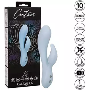 CalExotics Contour™ Kali Dual Massager – Multi Directional Liquid Silicone Rechargeable Vibrator – Sex Toy for Women– Purple