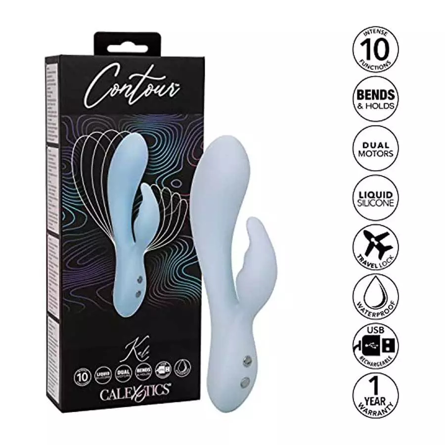 CalExotics Contour™ Kali Dual Massager – Multi Directional Liquid Silicone Rechargeable Vibrator – Sex Toy for Women– Purple