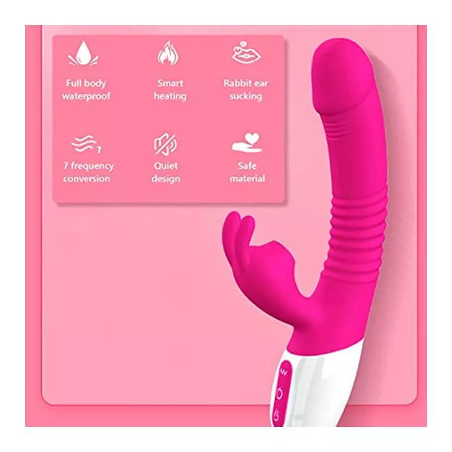 G Spot Rabbit Vibrator with Heating Function,Sex Toys for Clitoris,Waterproof Dildo Vibrator with 9 Powerful Vibrations Dual Mot