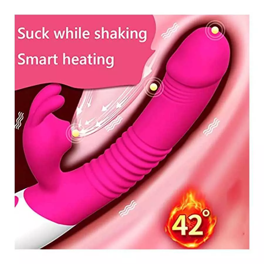 G Spot Rabbit Vibrator with Heating Function,Sex Toys for Clitoris,Waterproof Dildo Vibrator with 9 Powerful Vibrations Dual Mot