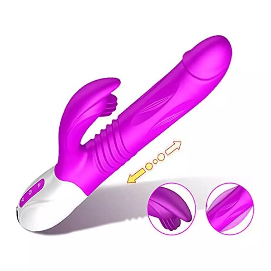 G Spot Rabbit Vibrator with Heating Function,Sex Toys for Clitoris,Waterproof Dildo Vibrator with 9 Powerful Vibrations Dual Mot