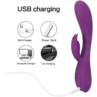 G-spot Rabbit Vibrator - Silicone Realistic Dildo Massager Clitoral Vaginal Stimulator with 10 Vibrating Modes, Waterproof Recha