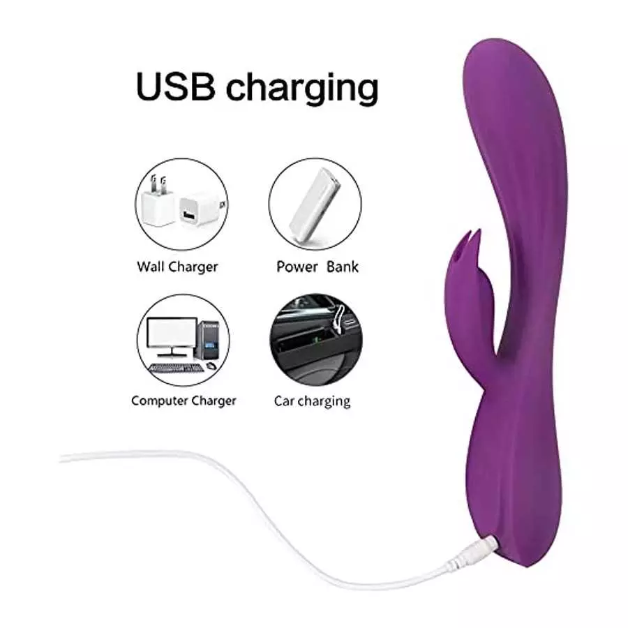 G-spot Rabbit Vibrator - Silicone Realistic Dildo Massager Clitoral Vaginal Stimulator with 10 Vibrating Modes, Waterproof Recha