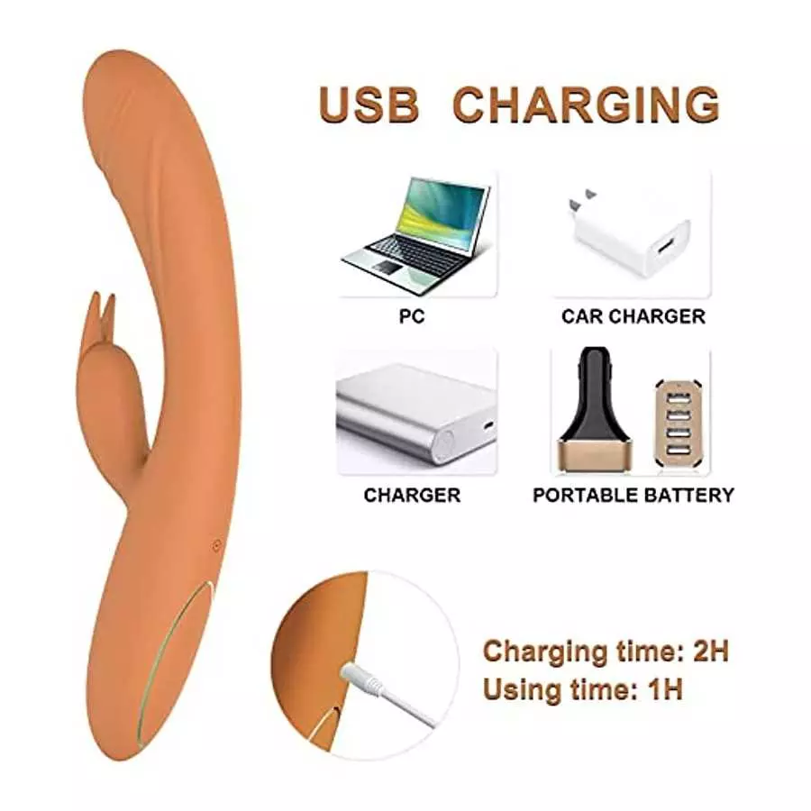 G-Spot Rabbit Vibrator Stimulator Silicone Vaginal Anal Dildo Massager for Women, Rechargeable Adult Sex Toys for Couples Sex Th