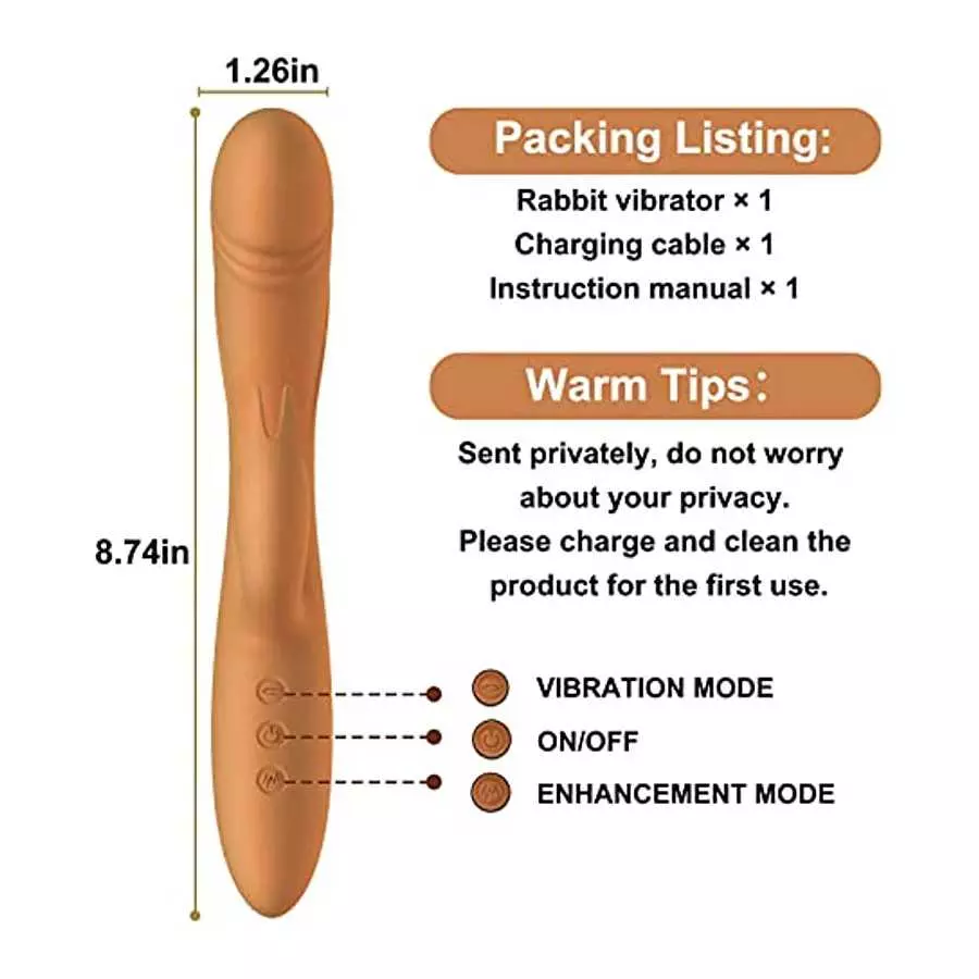 G-Spot Rabbit Vibrator Stimulator Silicone Vaginal Anal Dildo Massager for Women, Rechargeable Adult Sex Toys for Couples Sex Th
