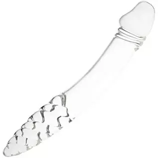 Glass Dildo, Crystal Double-Ended Penis Pleasure Wand with Spiral Texture and Vivid Glans Anal Butt Plug for G-spot Stimulation