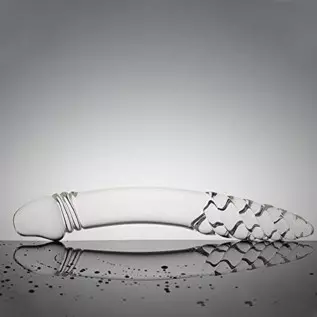 Glass Dildo, Crystal Double-Ended Penis Pleasure Wand with Spiral Texture and Vivid Glans Anal Butt Plug for G-spot Stimulation