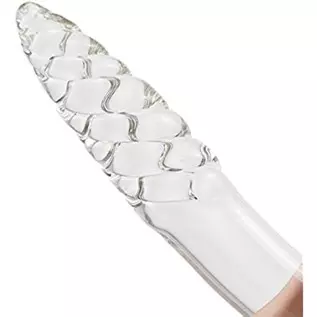 Glass Dildo, Crystal Double-Ended Penis Pleasure Wand with Spiral Texture and Vivid Glans Anal Butt Plug for G-spot Stimulation
