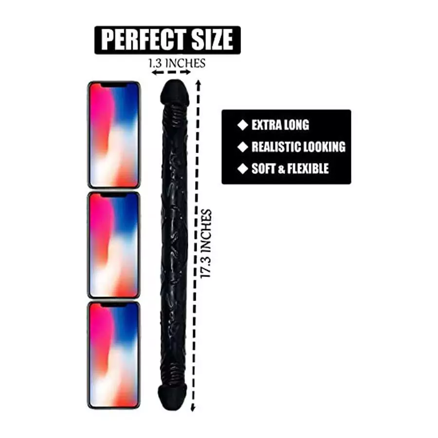 Double Ended Dildo, 17 in Super Long Double Dong, Flexible Realistic Double-Sided Dildo Penis, Sex Toys for Couple Men Women Les