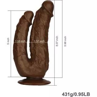 7 Inch Realistic Ultra-Soft Liquid Silica Gel Double-Ended Dildo for Beginners with Flared Suction Cup Base for Hands-Free Play,