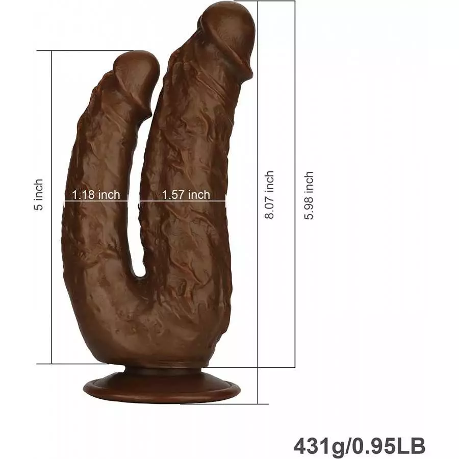 7 Inch Realistic Ultra-Soft Liquid Silica Gel Double-Ended Dildo for Beginners with Flared Suction Cup Base for Hands-Free Play,