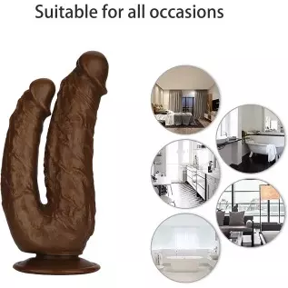 7 Inch Realistic Ultra-Soft Liquid Silica Gel Double-Ended Dildo for Beginners with Flared Suction Cup Base for Hands-Free Play,