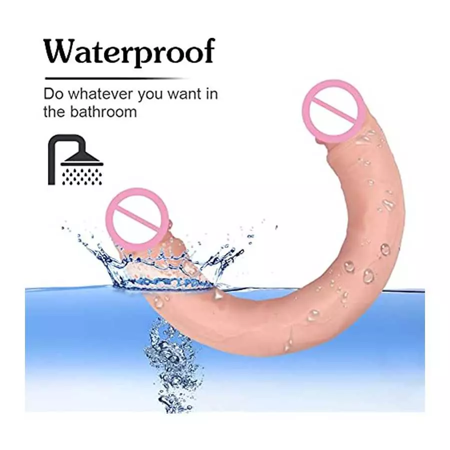 Realistic Double-Ended Dildo Adult Toy Lesbian, 14.96 Inch Double Sided Dildos for Women, Waterproof Flexible Double Dong with C