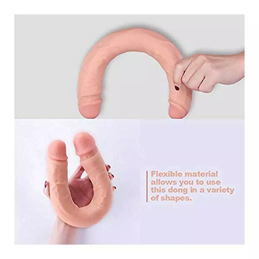 Realistic Double-Ended Dildo Adult Toy Lesbian, 14.96 Inch Double Sided Dildos for Women, Waterproof Flexible Double Dong with C