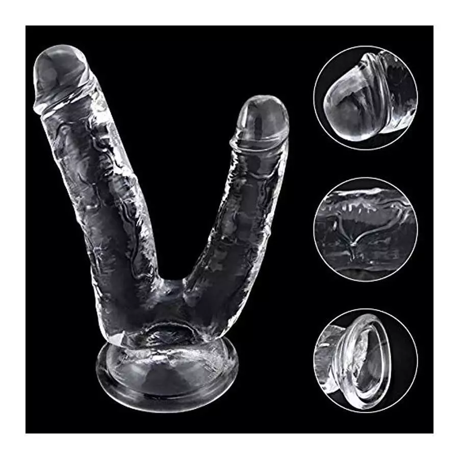 Large Double-Ended Dildo Realistic Penis G-spot Massage Anal Plug with Suction Cup Vaginal Anal Stimulate for Lesbian Female Mas