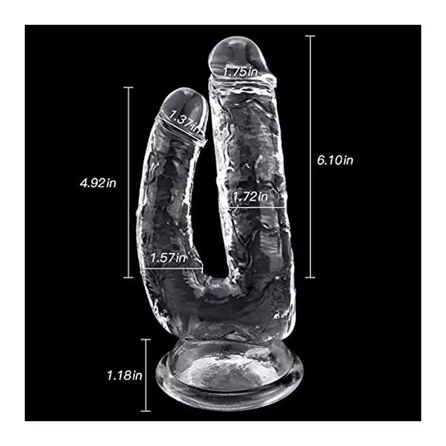 Large Double-Ended Dildo Realistic Penis G-spot Massage Anal Plug with Suction Cup Vaginal Anal Stimulate for Lesbian Female Mas