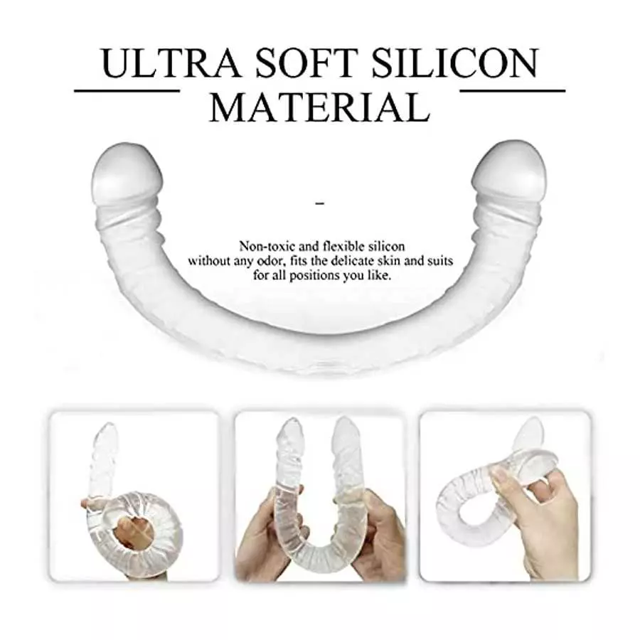 TIMIJOY Adult Sex Toy,Double-Ended Dildo,Glans for Women/Men/Lesbian,Waterproof Flexible Long Dildo for Vaginal G-spot and Anal
