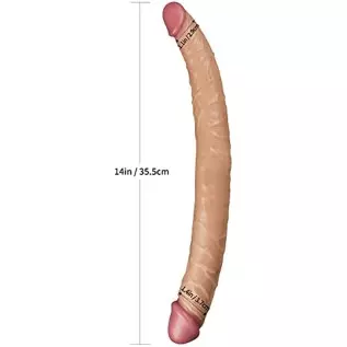 lovetoy Double-Ended Dildo 14" Realistic Strapless Dildo with Two Different Size Head, Double Sided Dildo for Women Lesbian Coup