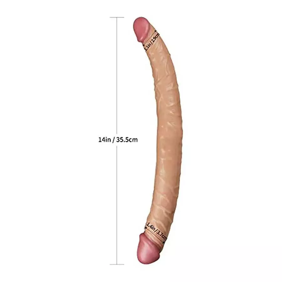 lovetoy Double-Ended Dildo 14" Realistic Strapless Dildo with Two Different Size Head, Double Sided Dildo for Women Lesbian Coup