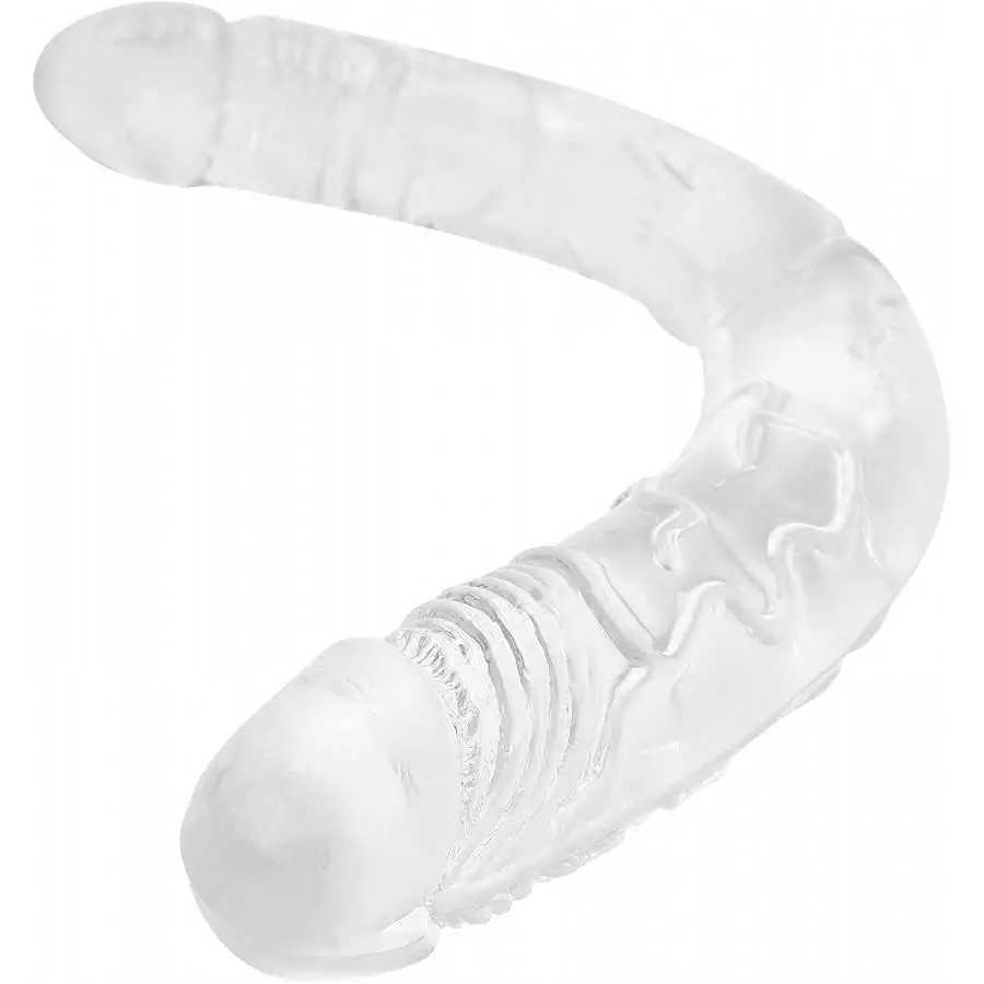 12.4*1.4 inches Double Dildo Crystal Jelly Realistic Anal Long Dildo Penis Soft and Flexible with Veins and Glans Adult Sex Toys