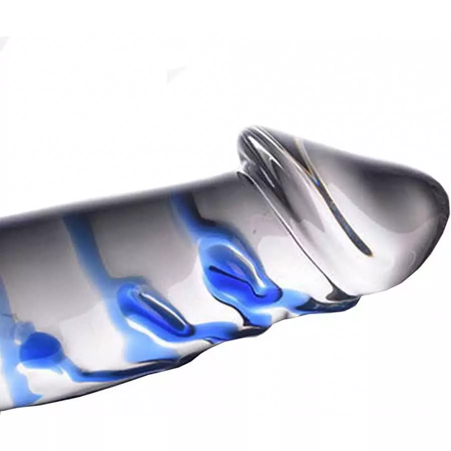 Epichao Blue Swirl Rock Hard Large Double-Ended Glass Dildo Huge Double Head Dildo Crystal Female Masturbator (9.8")