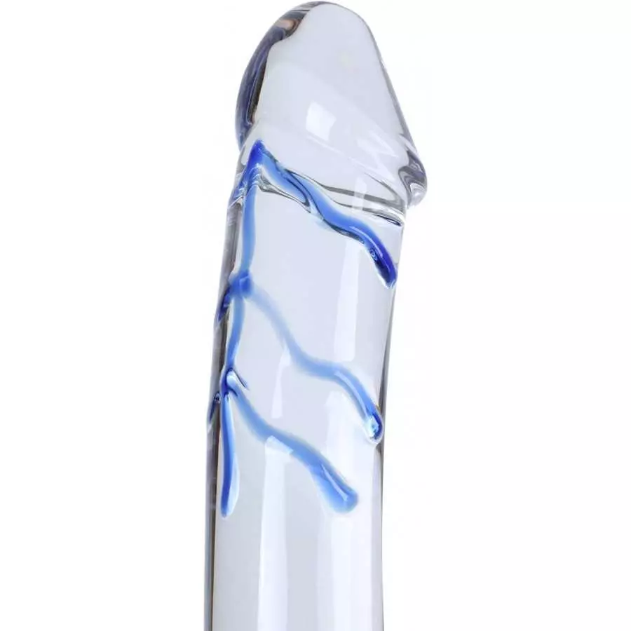 Epichao Blue Swirl Rock Hard Large Double-Ended Glass Dildo Huge Double Head Dildo Crystal Female Masturbator (9.8")