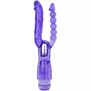 Romi Vibrating Double-Ended Dildos, Multi Speed Dual Penetration Sex Toys with Lifelike Glans Veins and Anal Beads, G-spot Massa